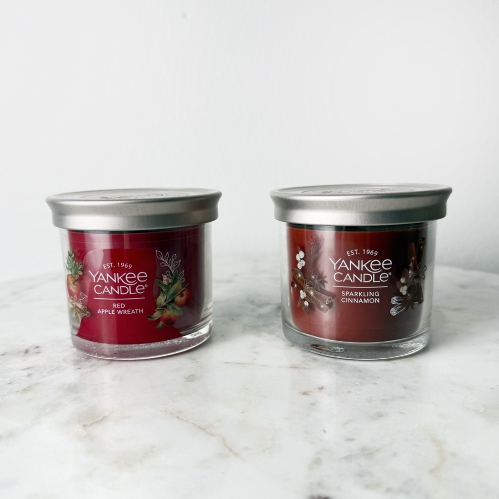 Yankee Candle Cinnamon + Apple Candles Set Of Two New!
